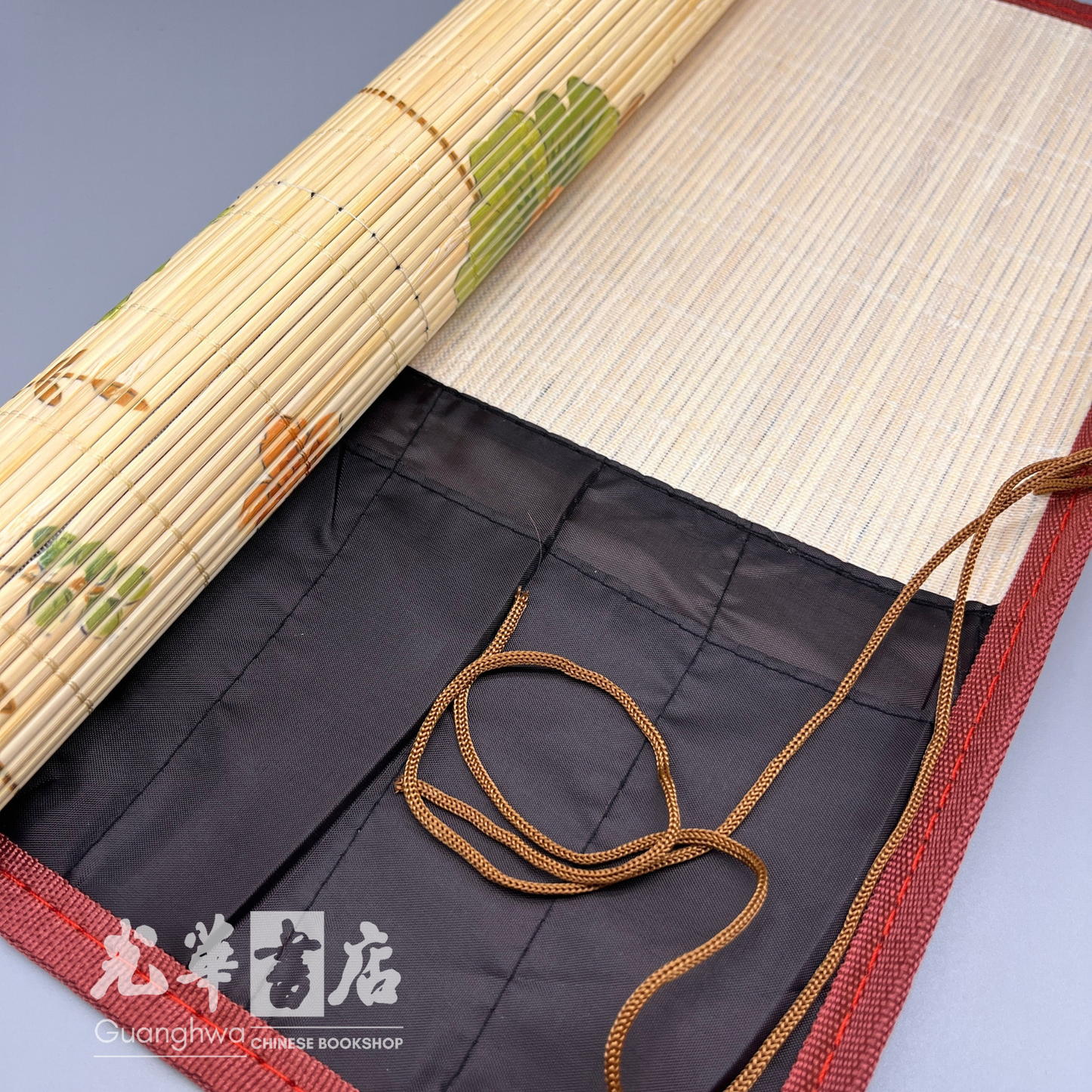 Bamboo Brush Roller Case with Pockets 布袋笔帘